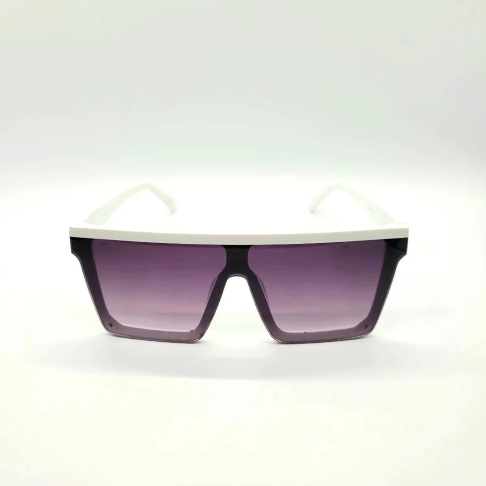 New White Large-Frame Gradient Grey Square Sunglasses Women